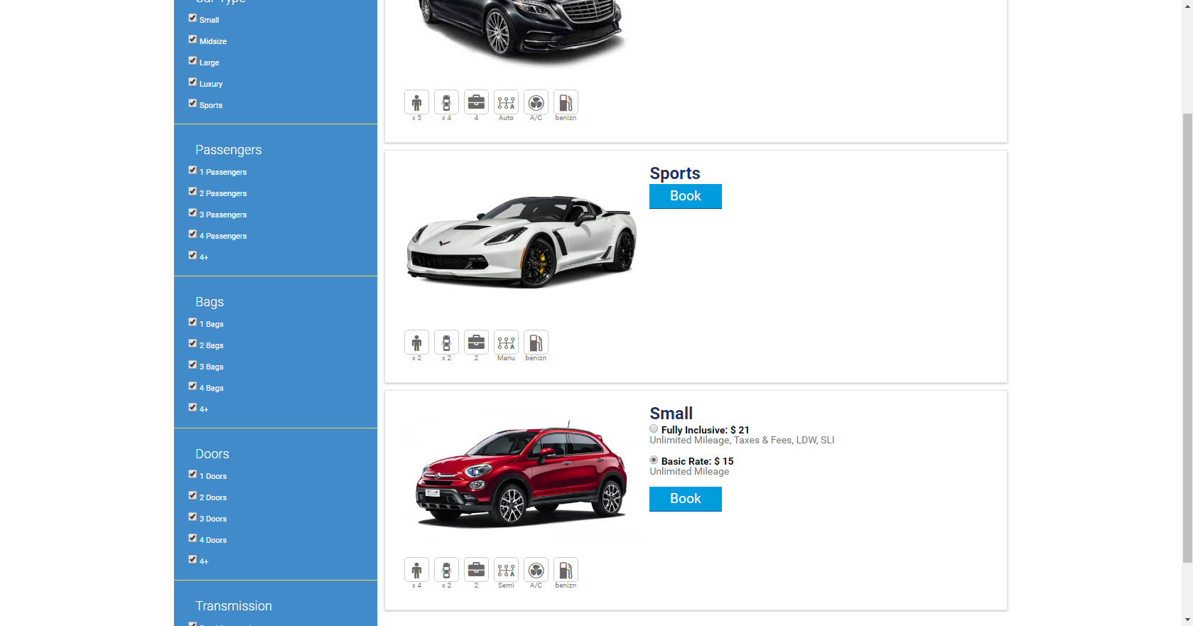 Car Rental PHP Script